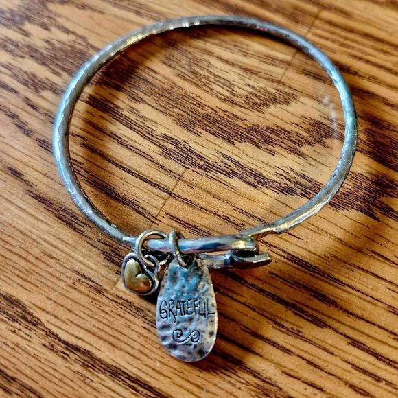 BRIGHTON "Grateful" Art & Soul Hammered Silver Bracelet JEWELRY TO LIVE IN - Picture 2 of 5